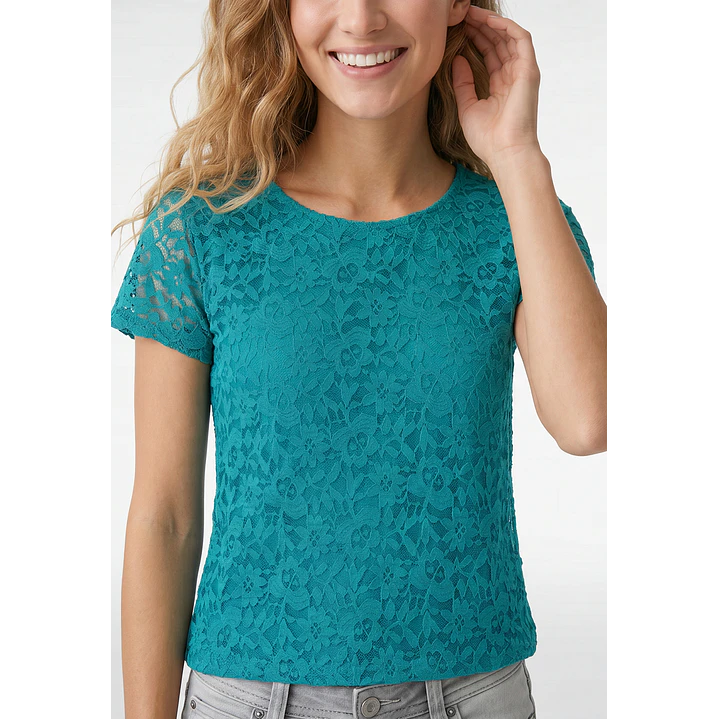 Polera Encaje Mujer Turquesa 2