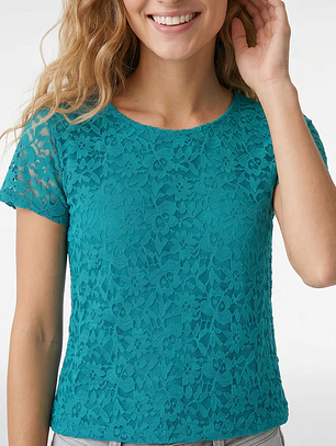 Polera Encaje Mujer Turquesa