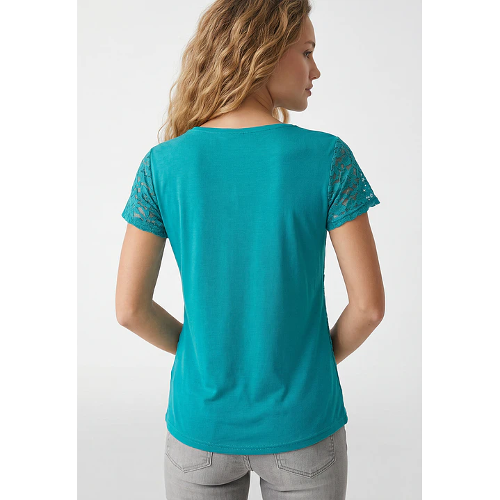 Polera Encaje Mujer Turquesa 3