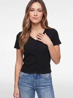 Polera Botones Mujer Negro