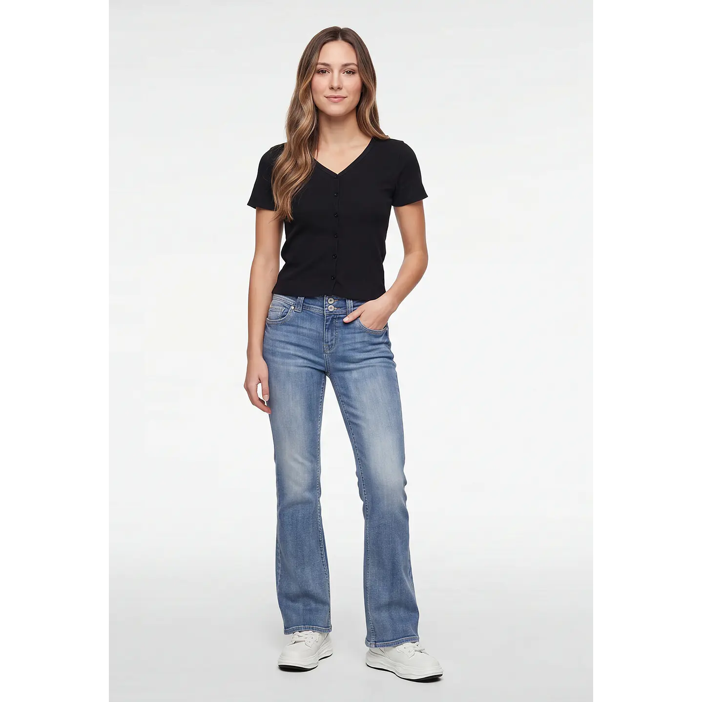 Polera Botones Mujer Negro 4