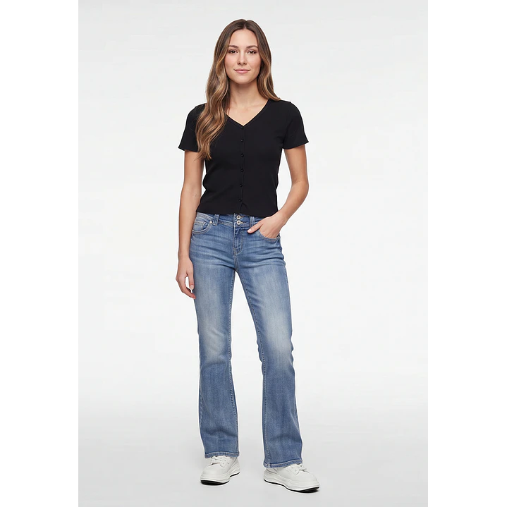 Polera Botones Mujer Negro 4
