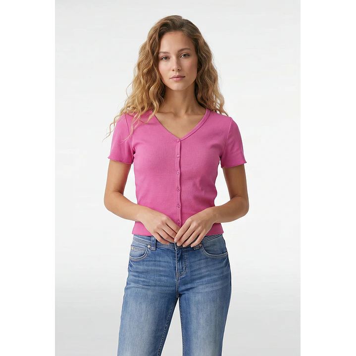 Polera Botones Mujer Fucsia 1