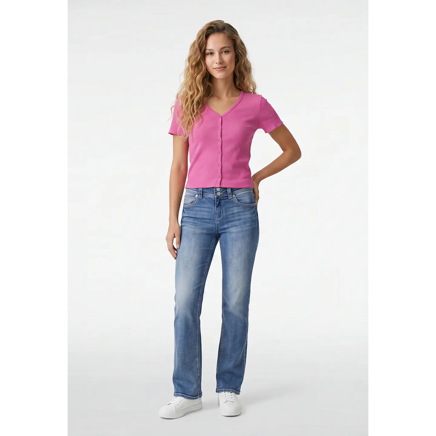 Polera Botones Mujer Fucsia 4