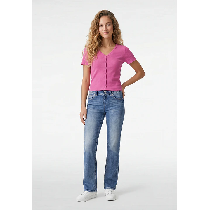 Polera Botones Mujer Fucsia 4