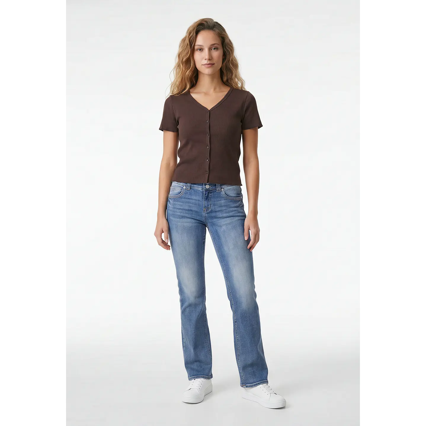 Polera Botones Mujer Café 3