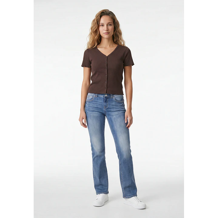 Polera Botones Mujer Café 3