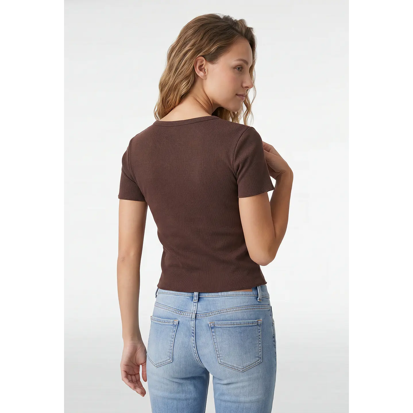Polera Botones Mujer Café 4