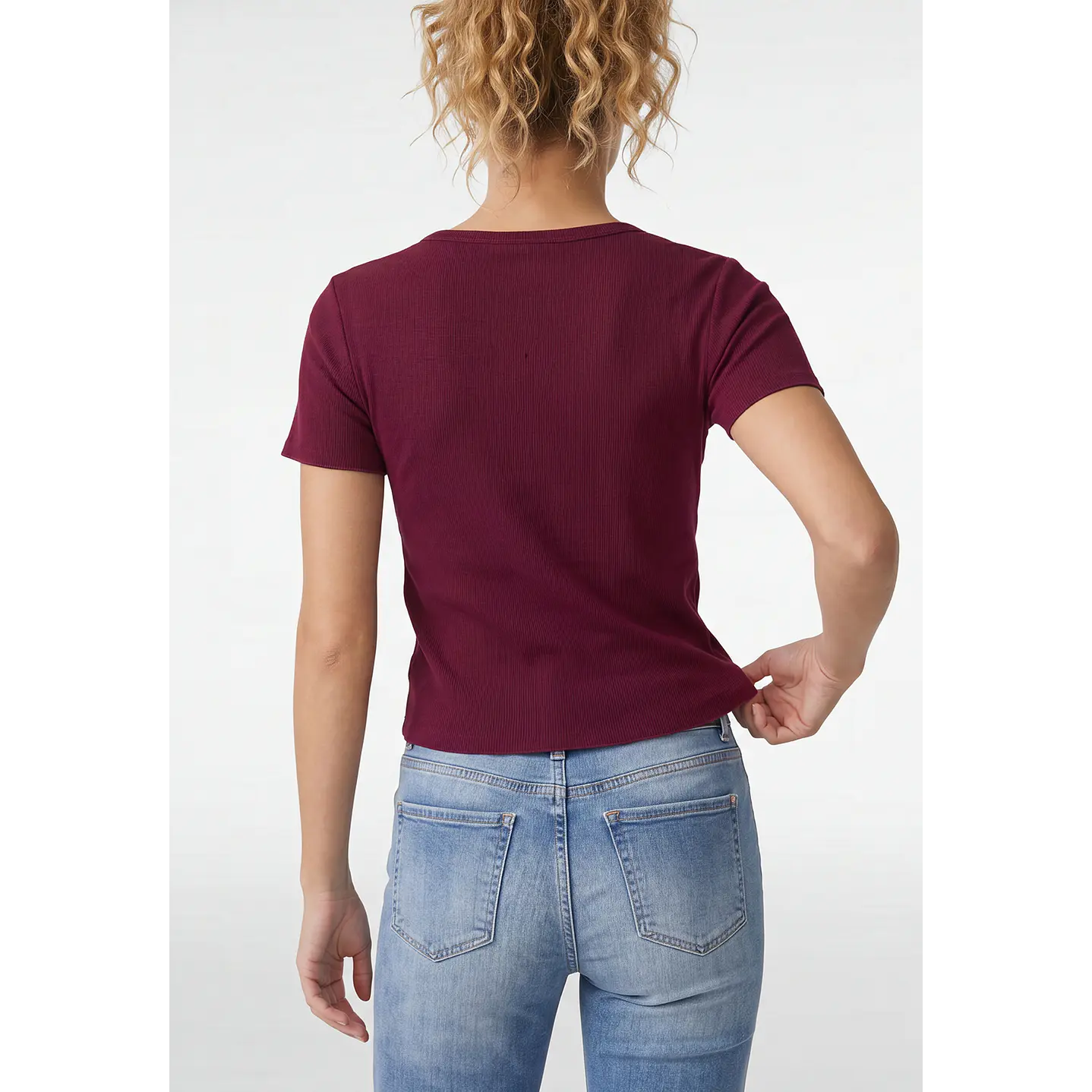 Polera Botones Mujer Burdeo 3