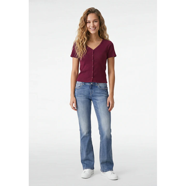 Polera Botones Mujer Burdeo 4