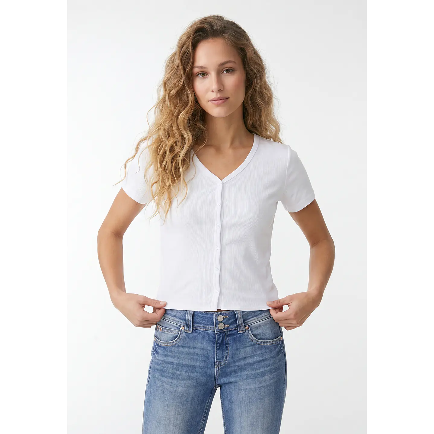 Polera Botones Mujer Blanco 1
