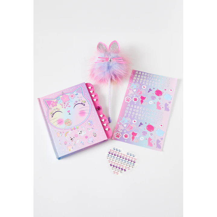 Diario Secreto con Candado y Lápiz Pom Pón  Familyshop 1