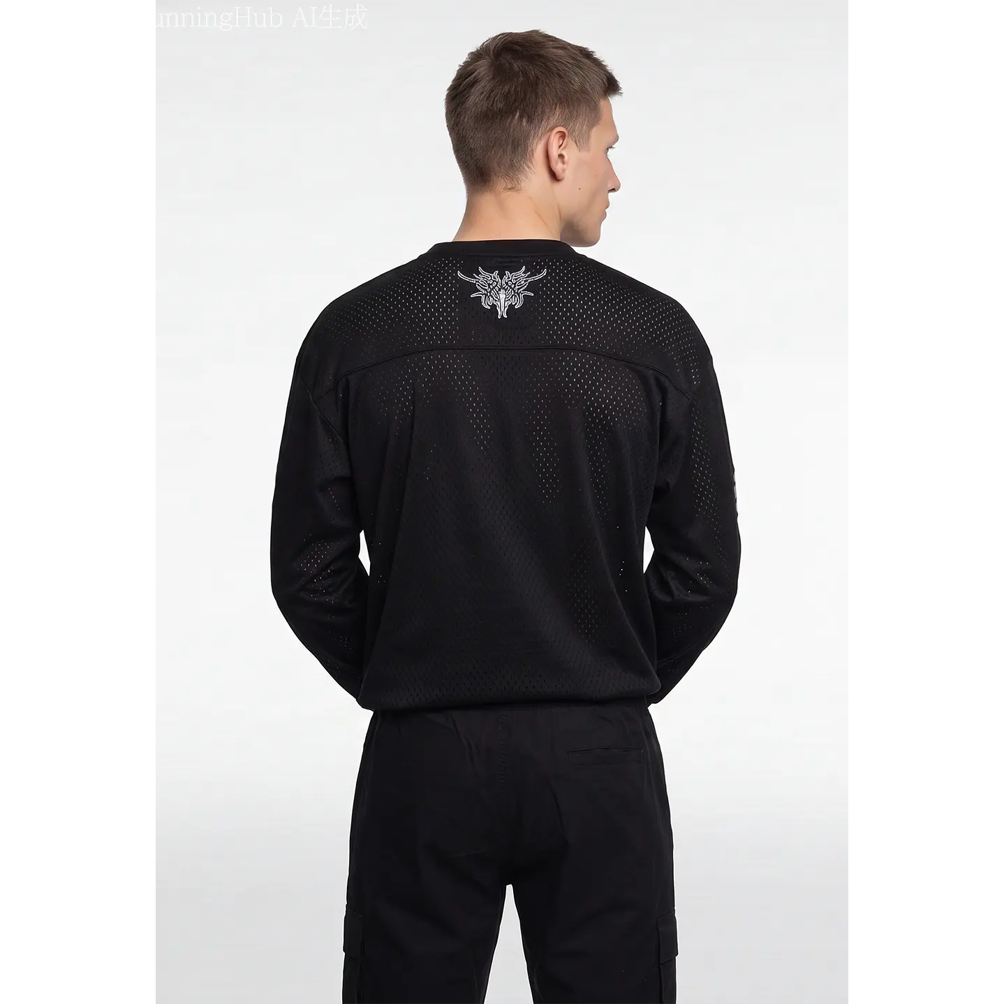 Polera Deportiva Hombre Manga Larga Negro 3