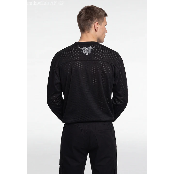 Polera Deportiva Hombre Manga Larga Negro 3