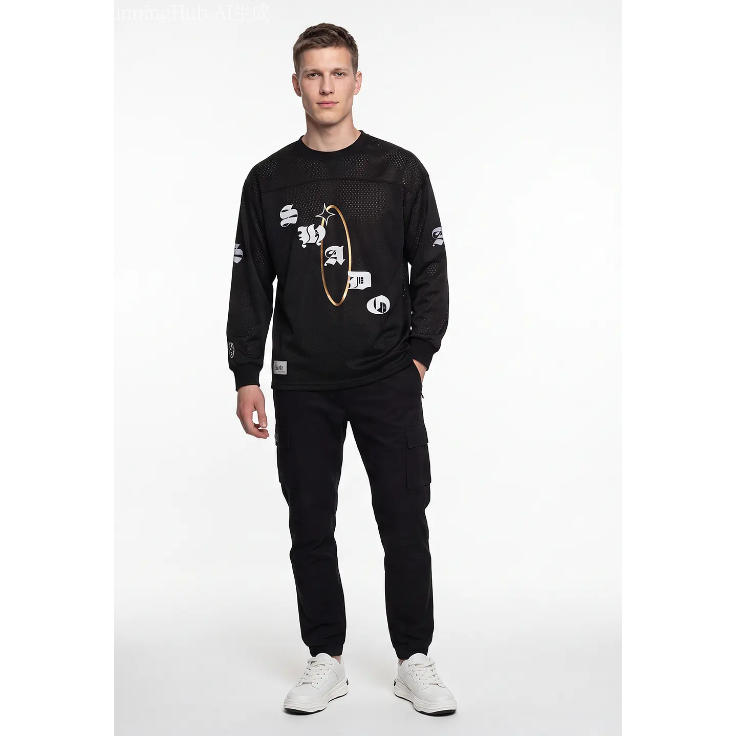 Polera Deportiva Hombre Manga Larga Negro 2