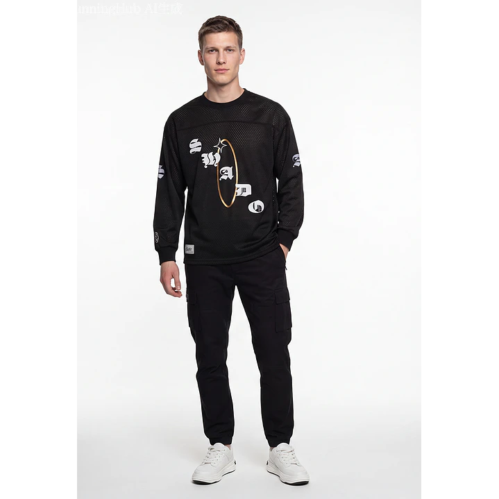 Polera Deportiva Hombre Manga Larga Negro 2