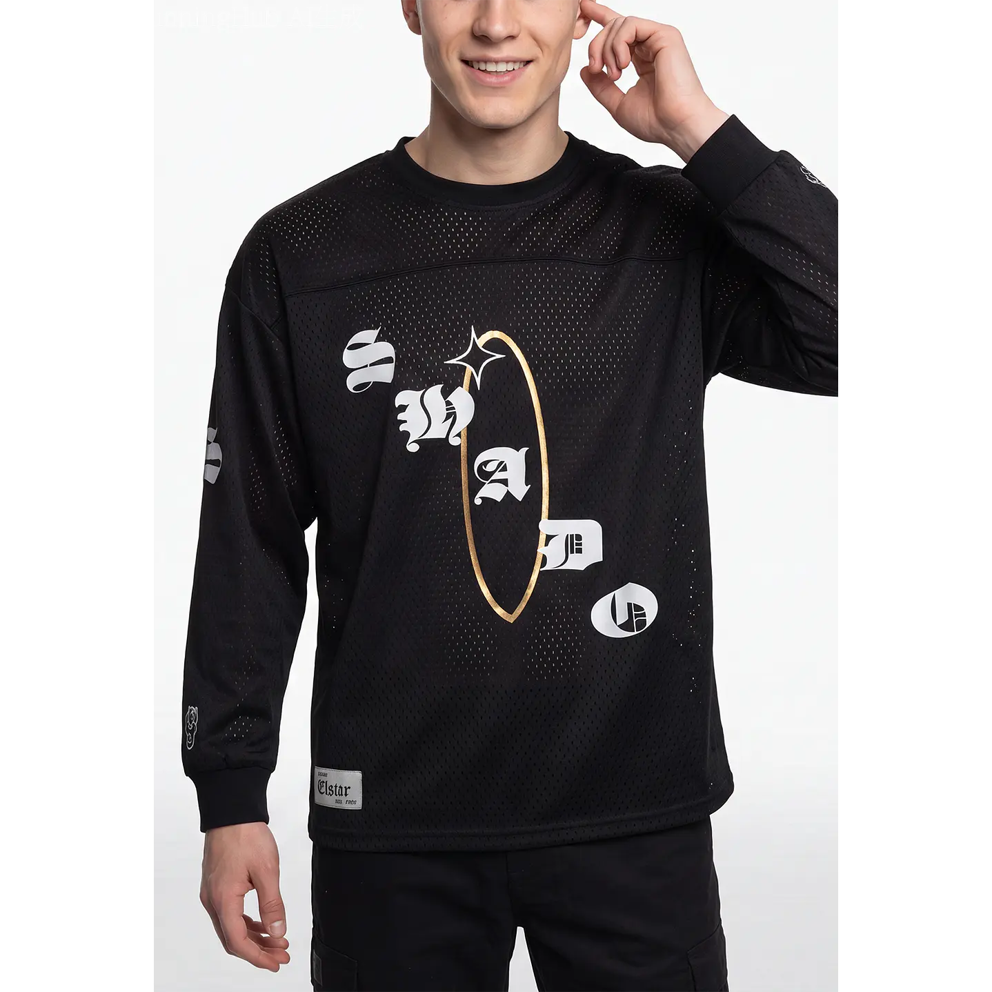 Polera Deportiva Hombre Manga Larga Negro 4
