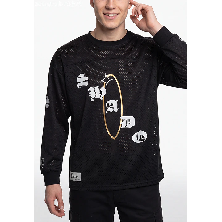 Polera Deportiva Hombre Manga Larga Negro 4