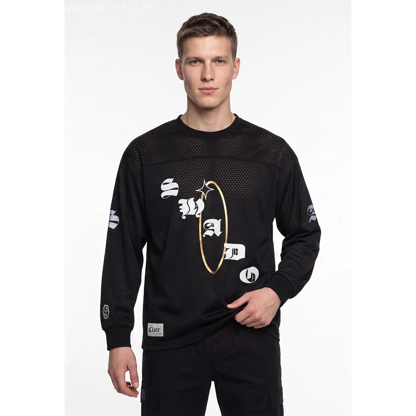 Polera Deportiva Hombre Manga Larga Negro 1