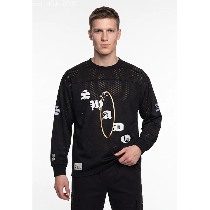 Polera Deportiva Hombre Manga Larga Negro 1