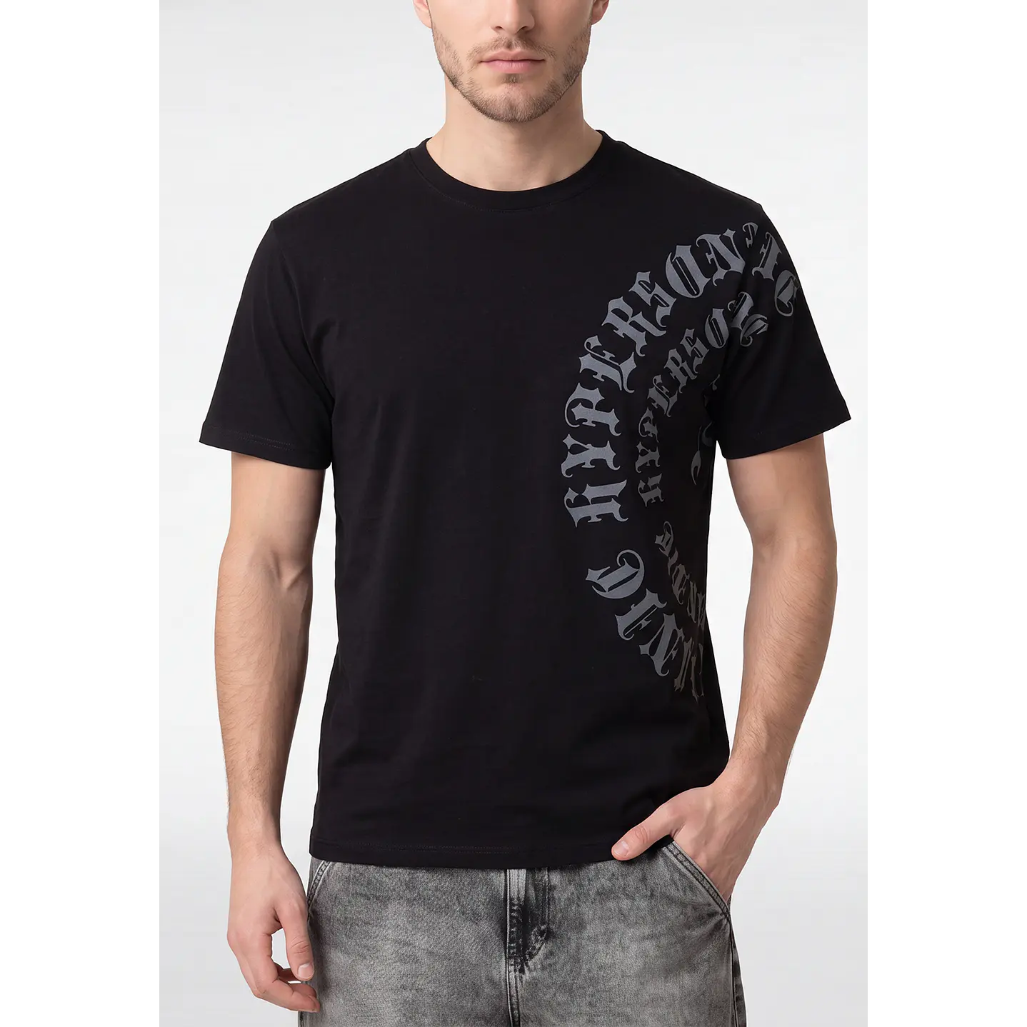 Polera Letras Hombre Negro 4