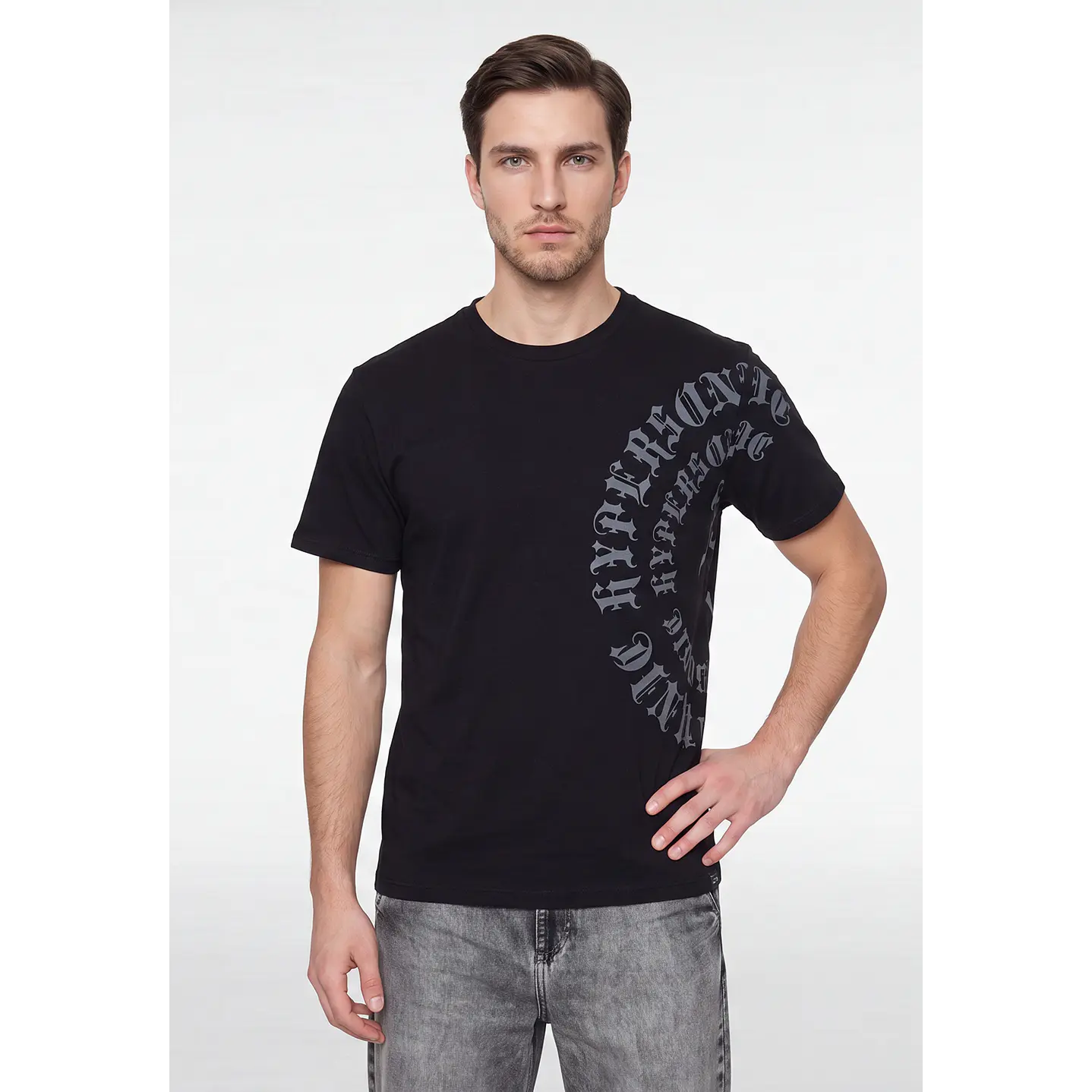Polera Letras Hombre Negro 1