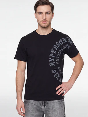 Polera Letras Hombre Negro