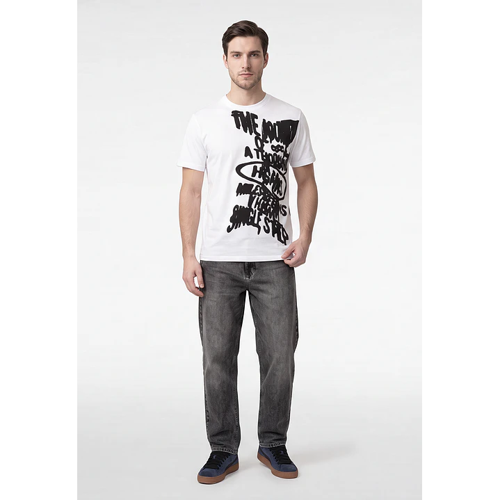 Polera Letras Hombre Blanco 3