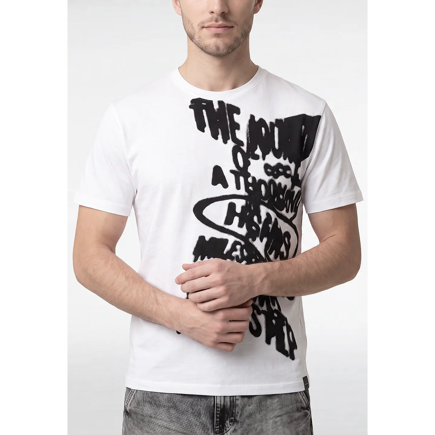 Polera Letras Hombre Blanco 4