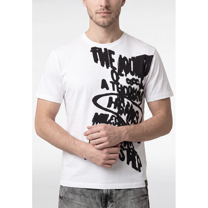 Polera Letras Hombre Blanco 4