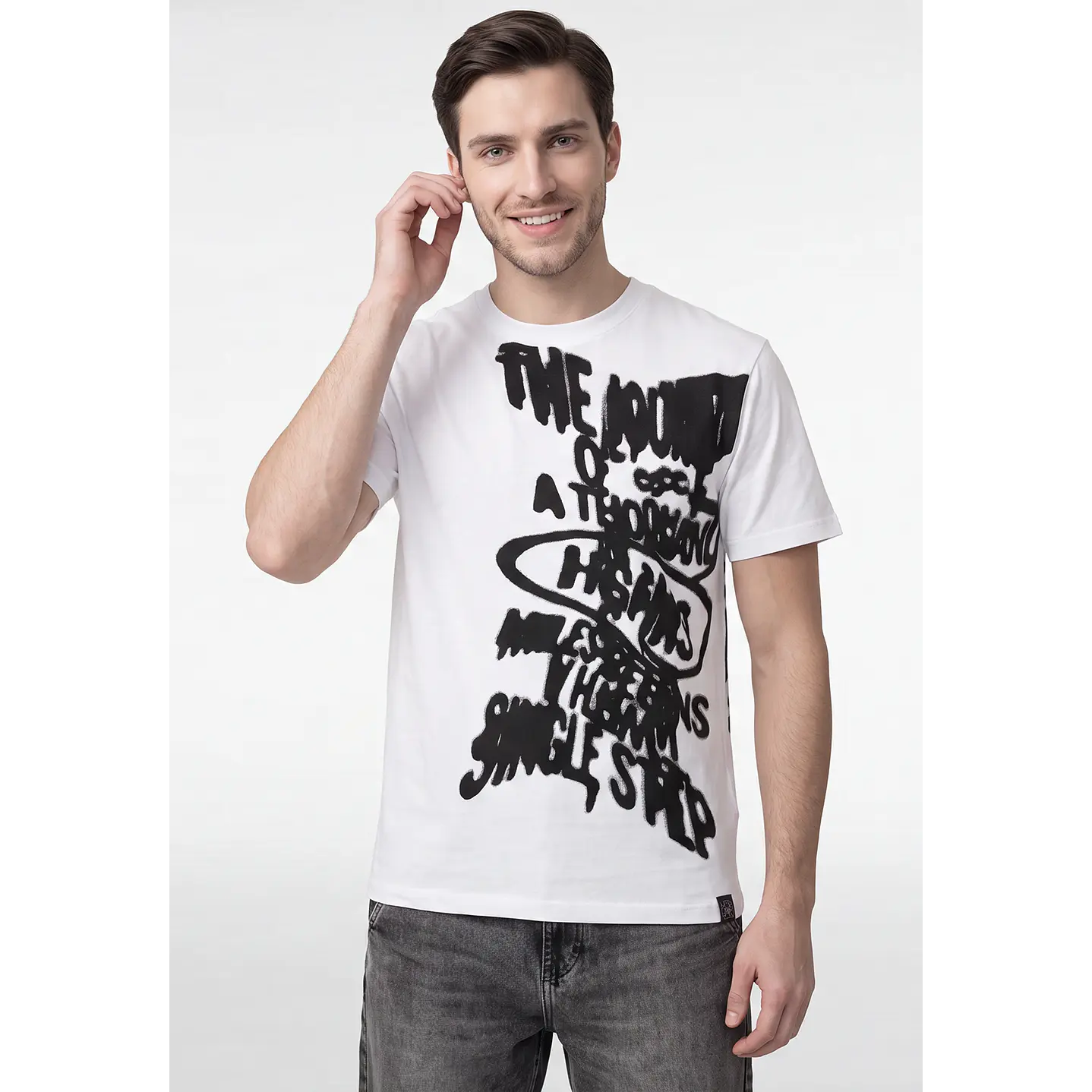 Polera Letras Hombre Blanco 1