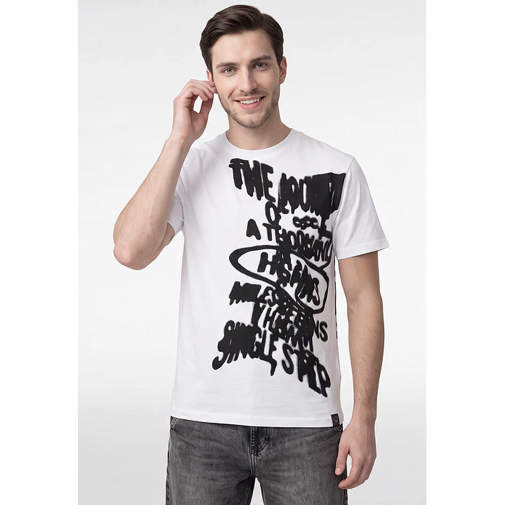 Polera Letras Hombre Blanco 1