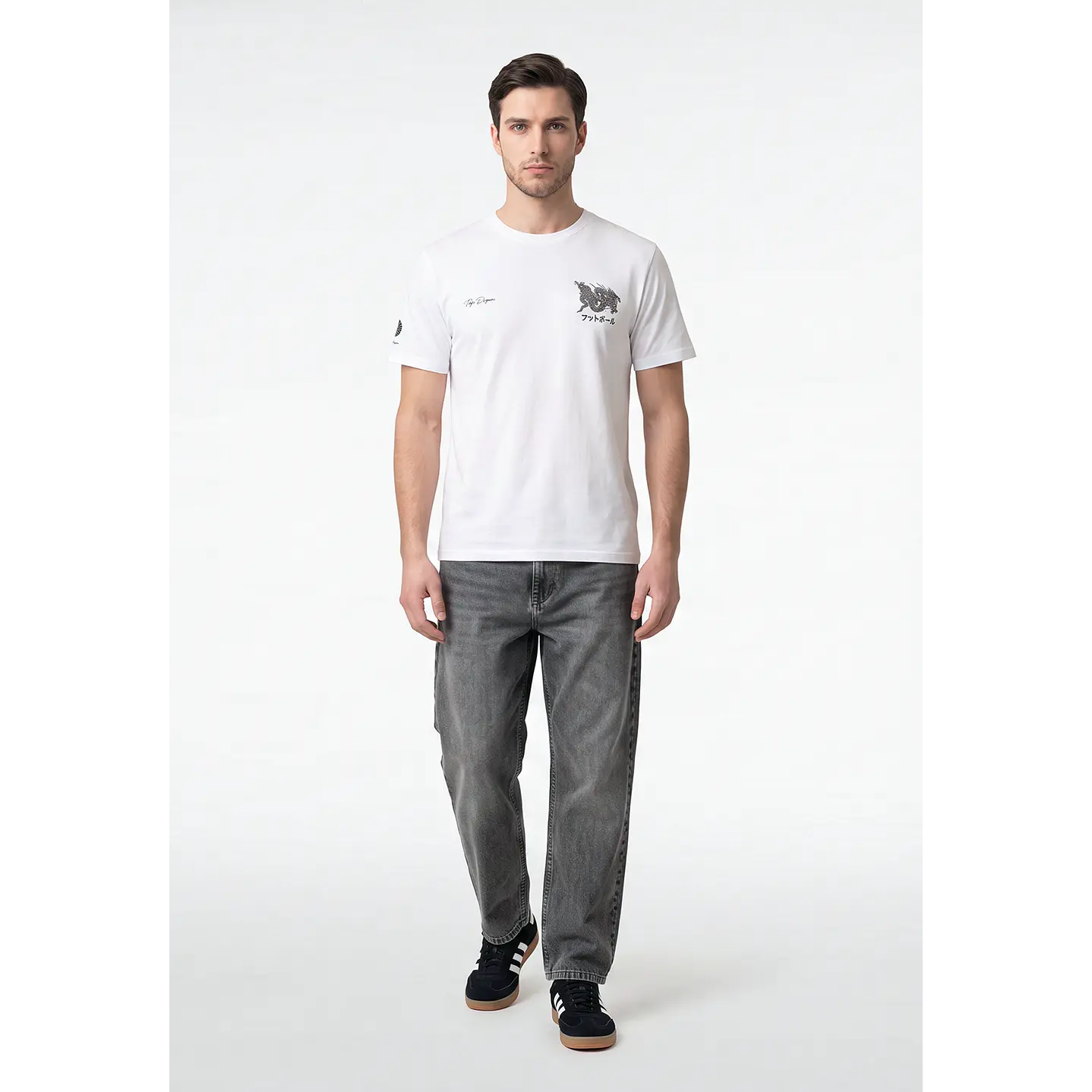 Polera Dragones Relaxed Hombre Blanco 3