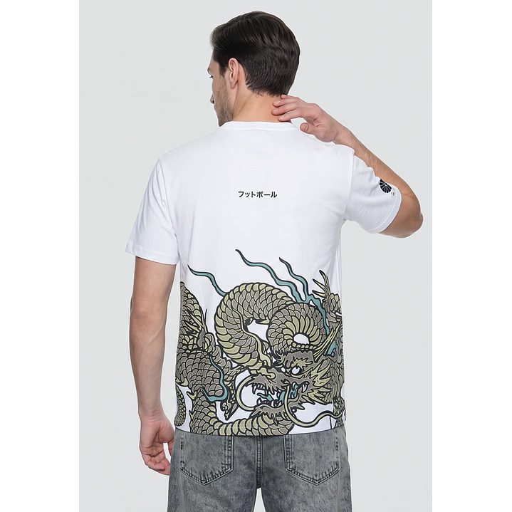 Polera Dragones Relaxed Hombre Blanco 2