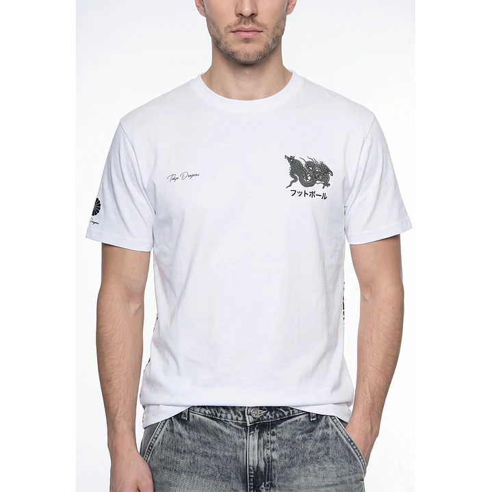 Polera Dragones Relaxed Hombre Blanco 4