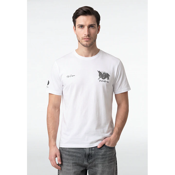Polera Dragones Relaxed Hombre Blanco 1