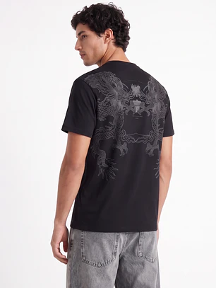 Polera Dragones Relaxed Hombre Negro