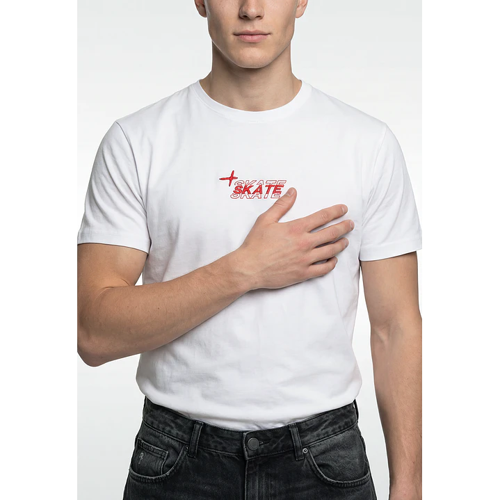 Polera Skate Regular Hombre Blanco 4