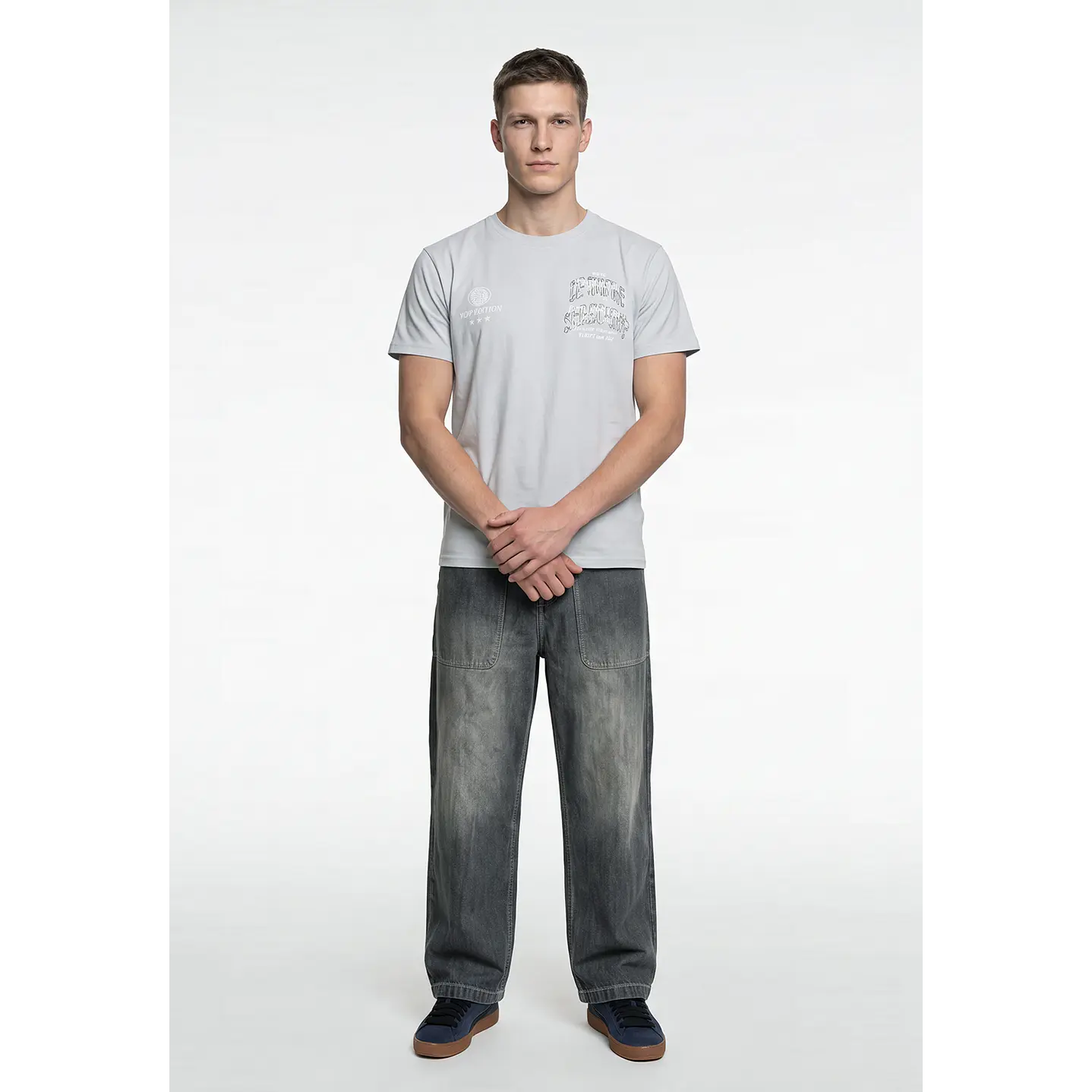 Polera Letras Hombre Gris 3