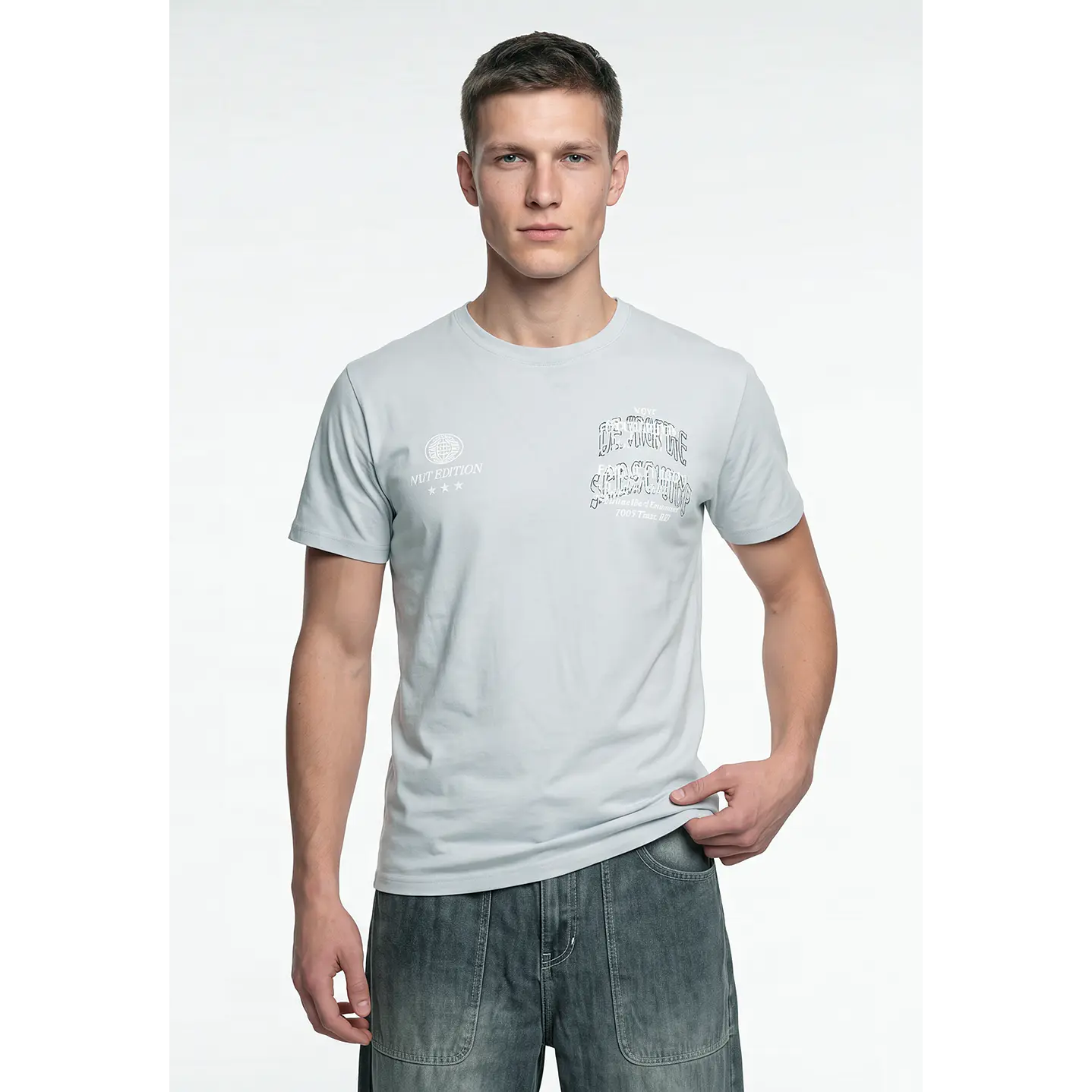 Polera Letras Hombre Gris 1