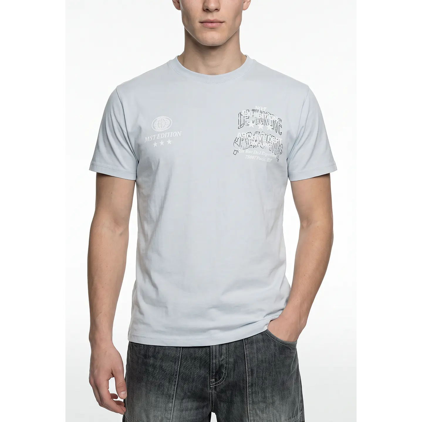 Polera Letras Hombre Gris 4
