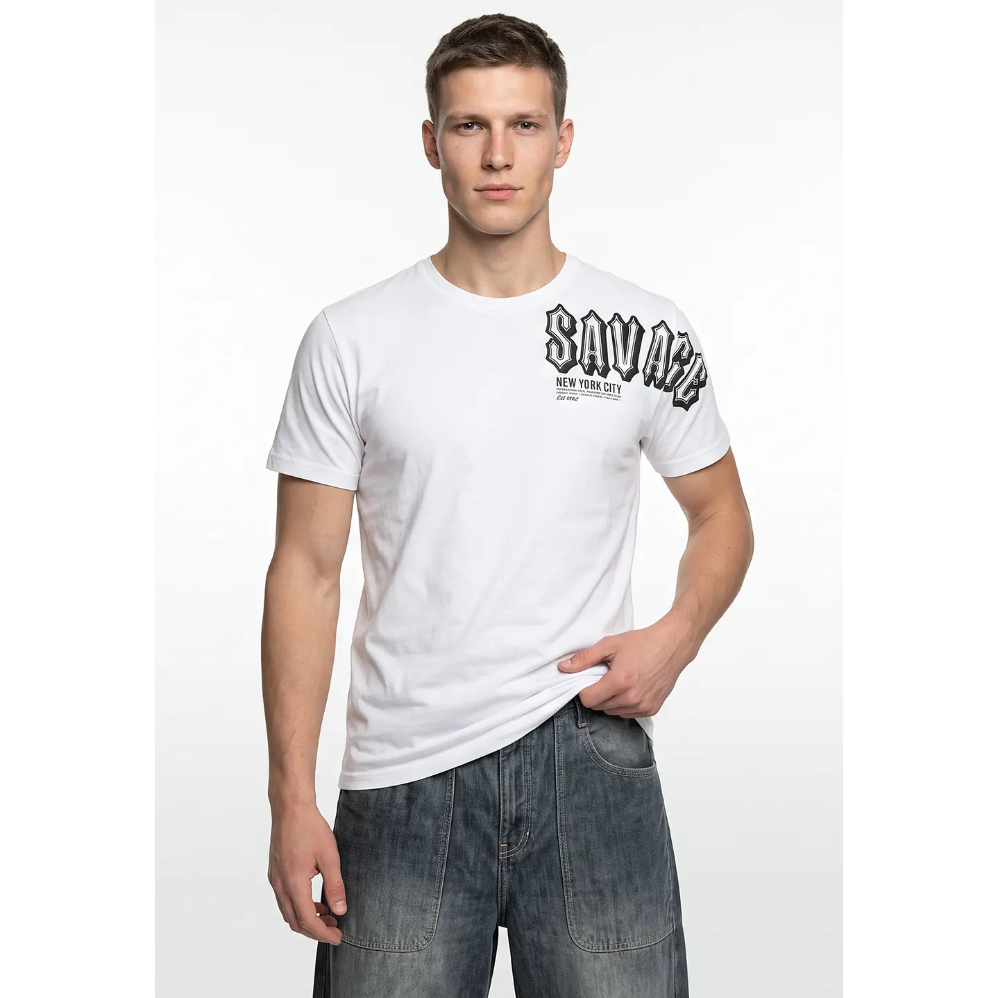 Polera Letras Hombre Blanco 1
