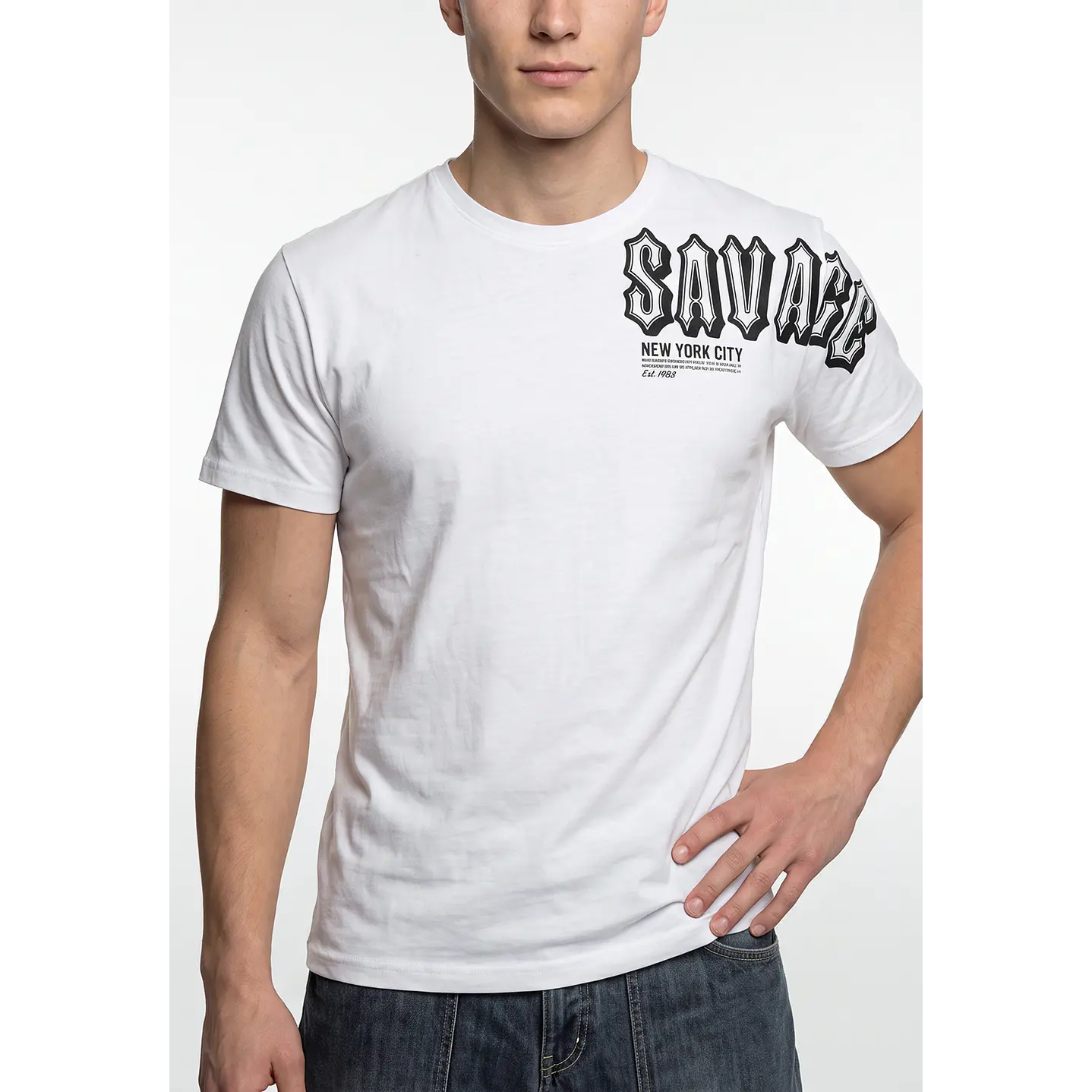 Polera Letras Hombre Blanco 4