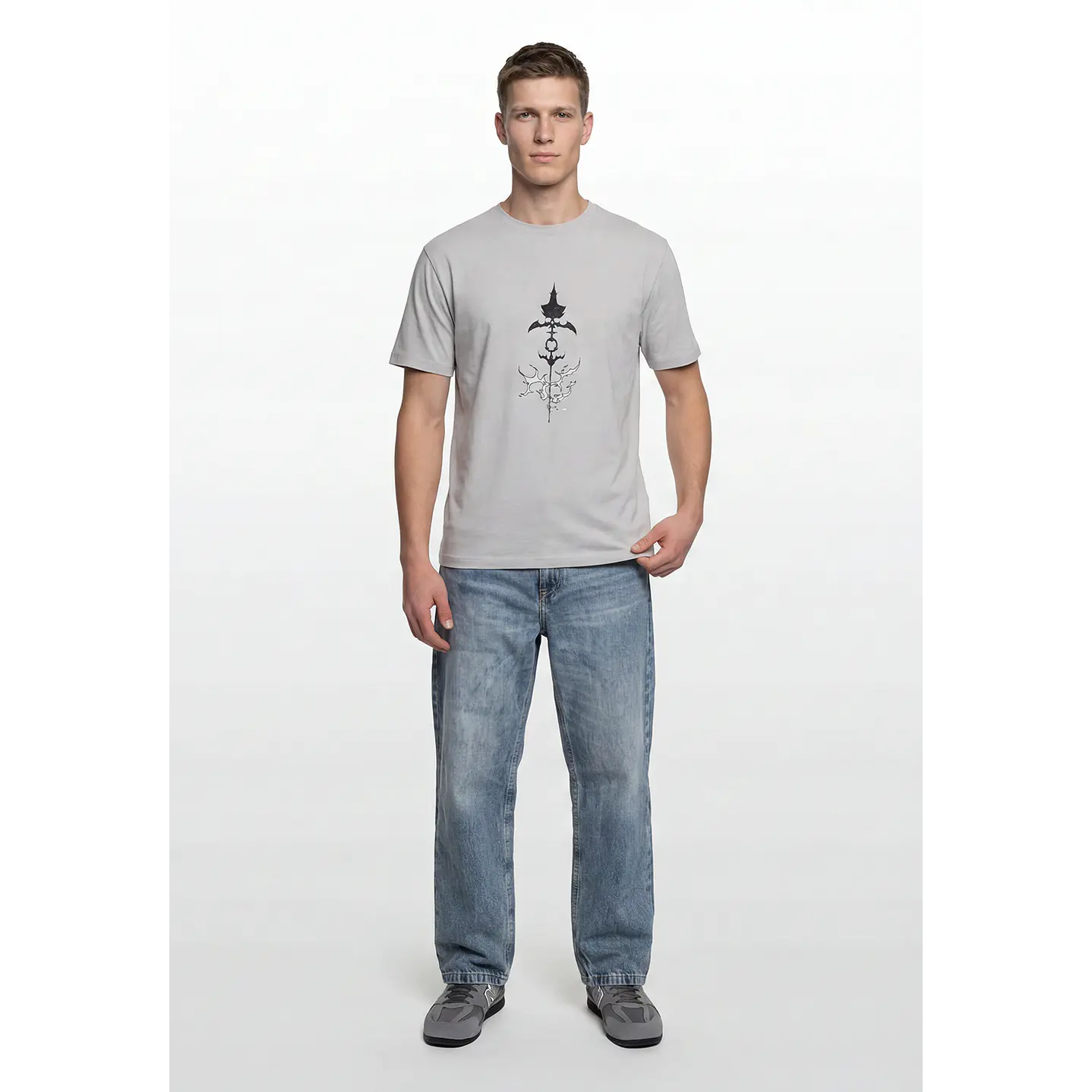Polera Llamas Hombre Gris 3