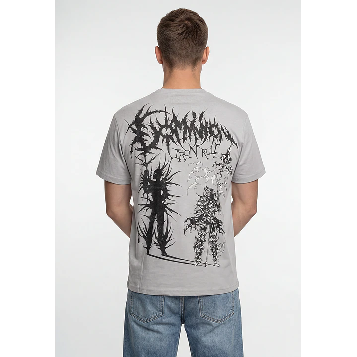 Polera Llamas Hombre Gris 2