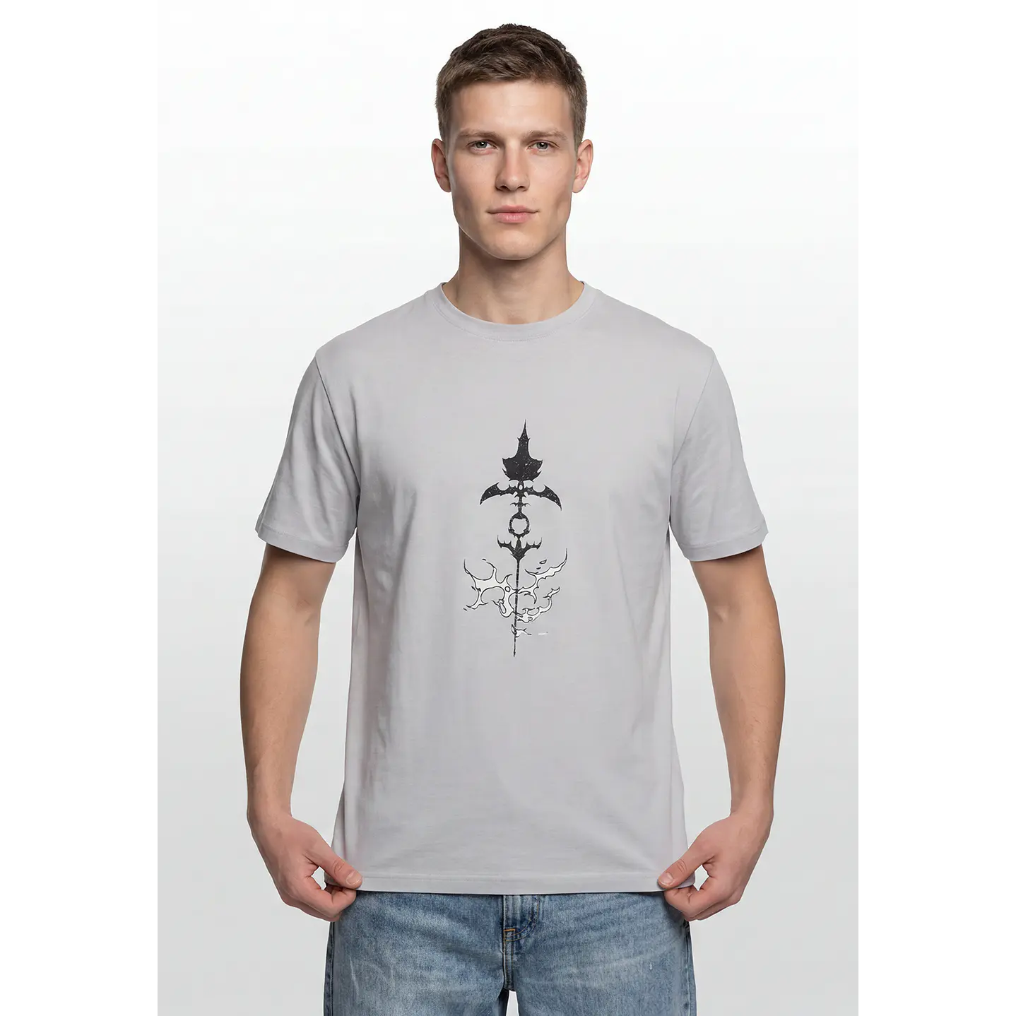 Polera Llamas Hombre Gris 1