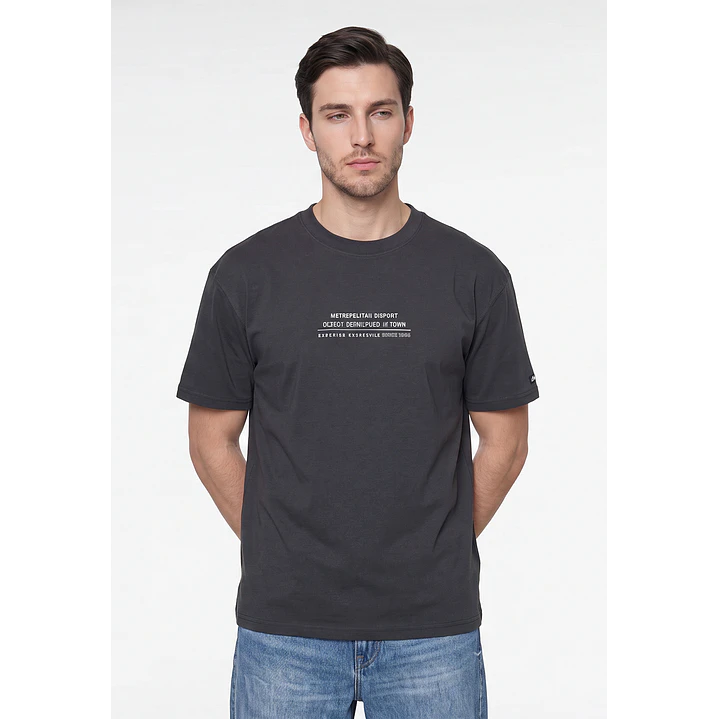 Polera Letras Hombre Gris 1