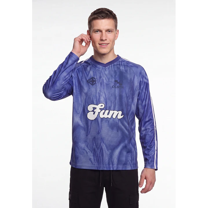 Polera Raglan Hombre Manga Larga Azul 1