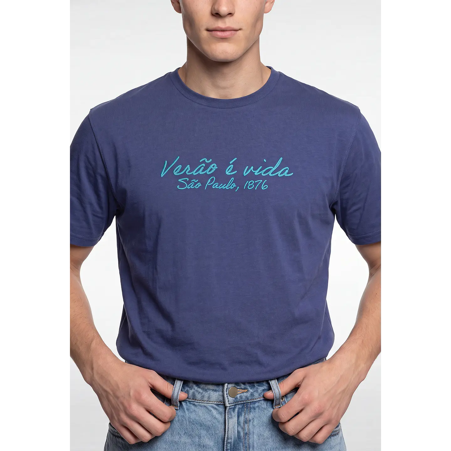 Polera Básica Hombre Azul 4