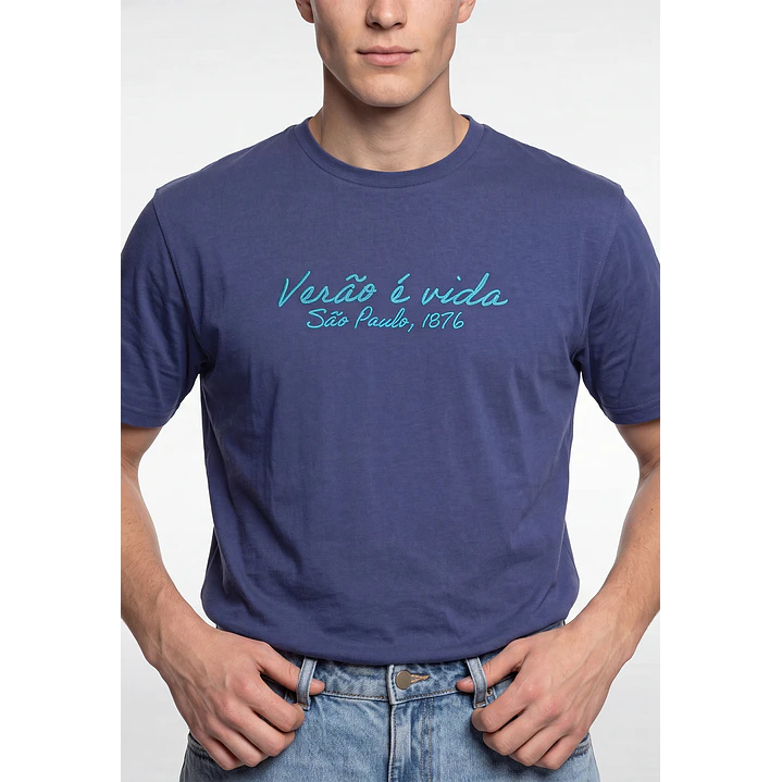 Polera Básica Hombre Azul 4